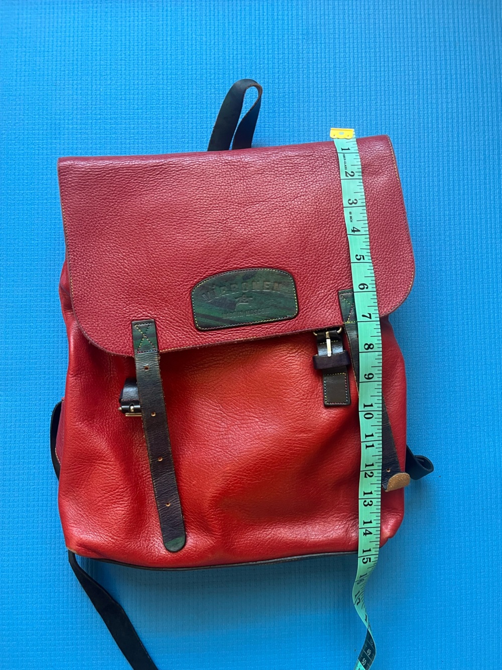Red Leather Backpack Rucksack (handmade) - Picture 3 of 6